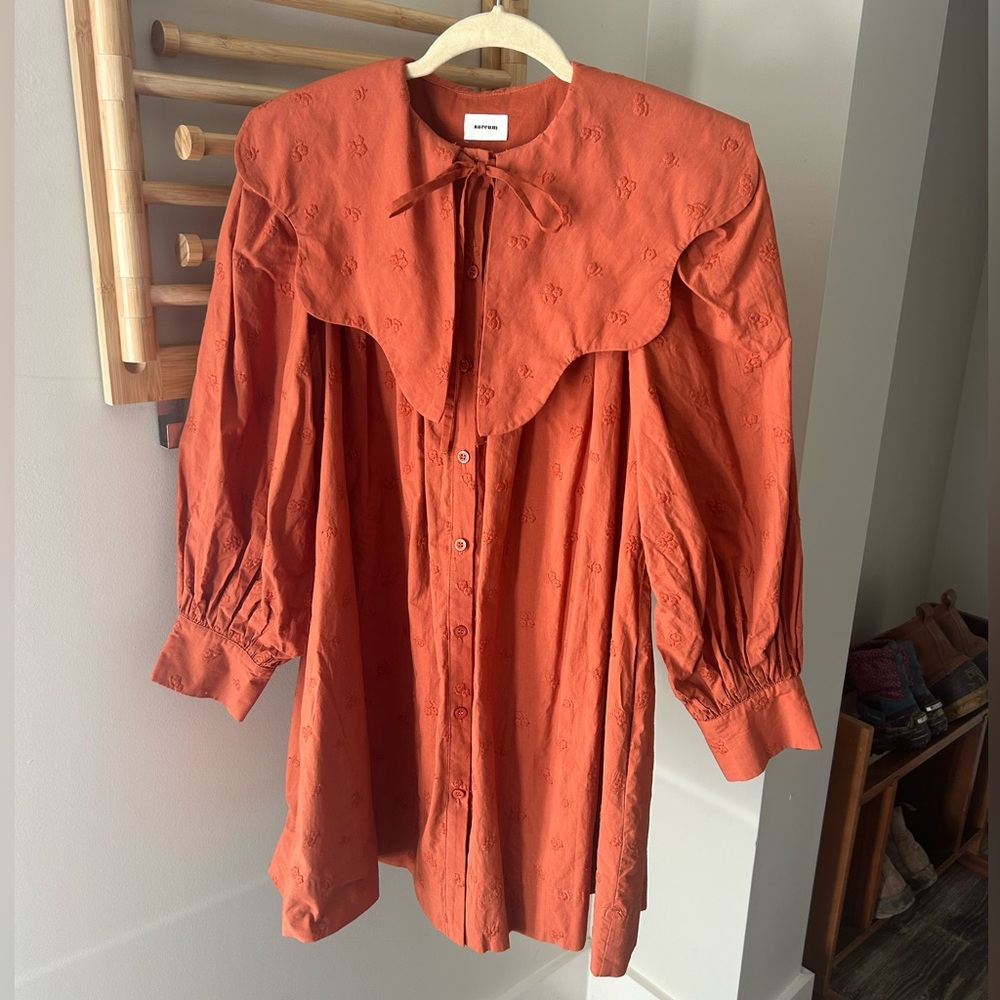 Cottage core mini dress, oversized collar